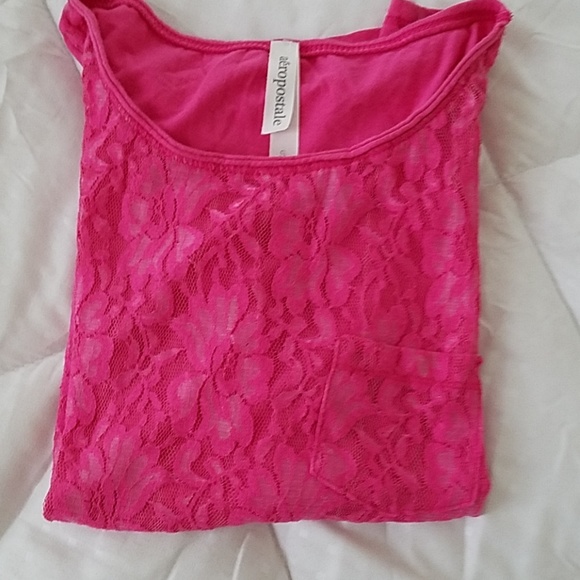 Aeropostale Pink Tee Mesh Front- S/P Girls - Picture 5 of 5